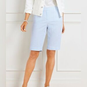 NWT Talbots Women’s 10.5” Bermuda Shorts Blue Stripe Size 10